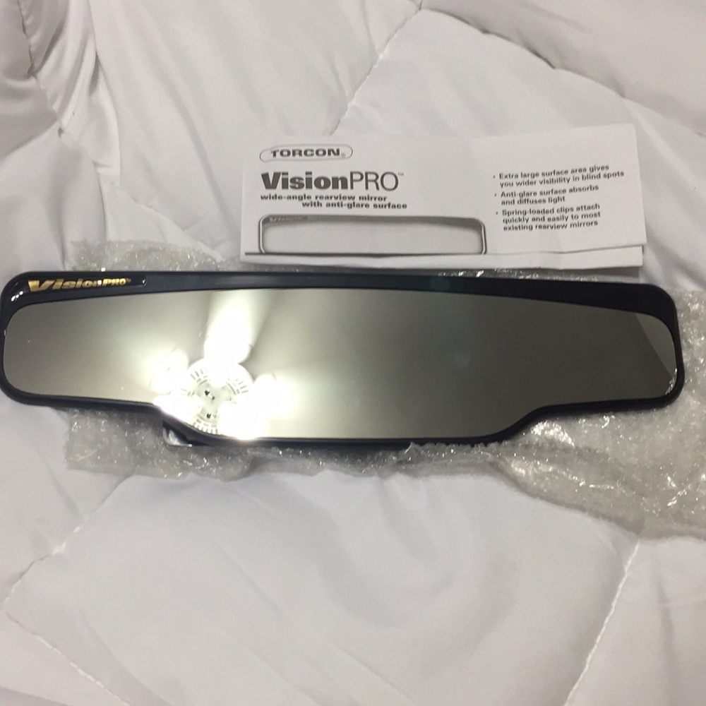 Wide angle rear view mirror w anti glare surface